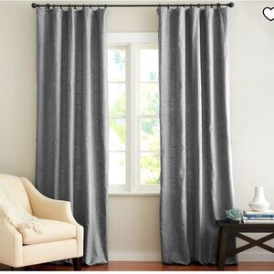 2 Pottery Barn Linen Cotton Lined 3-in-one Pole Top Emery Drape Gray 50x96”